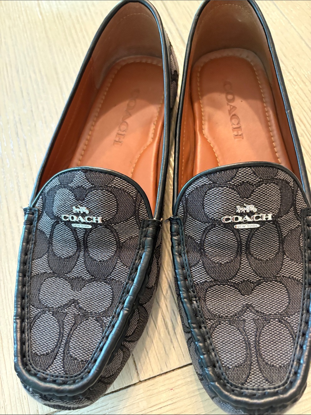 Coach Black & Gray Signature Canvas Women's Loafers